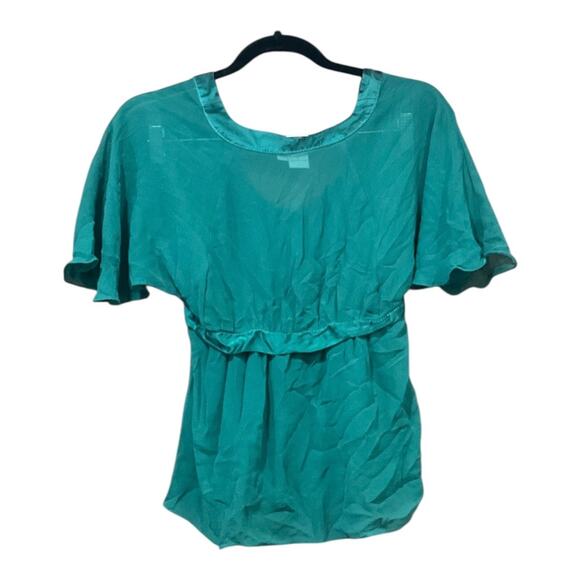 Y2K Studio M Top Women Medium Green 100% Silk - Picture 4 of 5